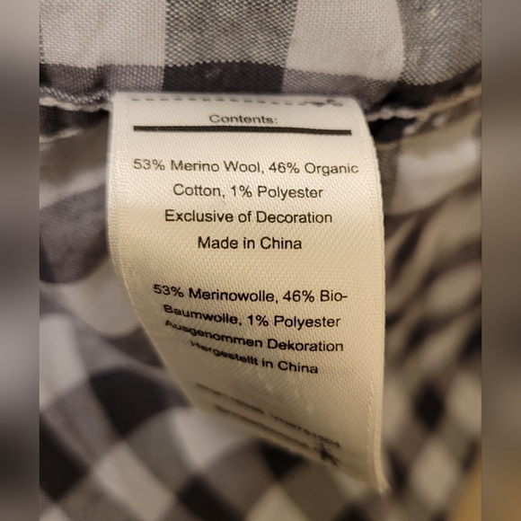 SmartWool Mens Small Black And White Checkered Merino Wool Blend Button Up Shirt - Picture 6 of 6